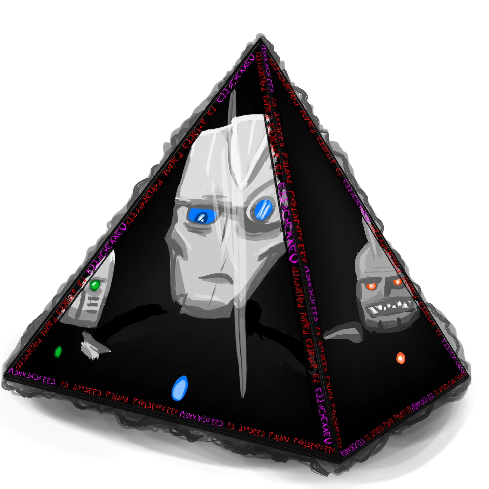 Matoro, Same ja Bladis katselevat kummallista monitahokasta